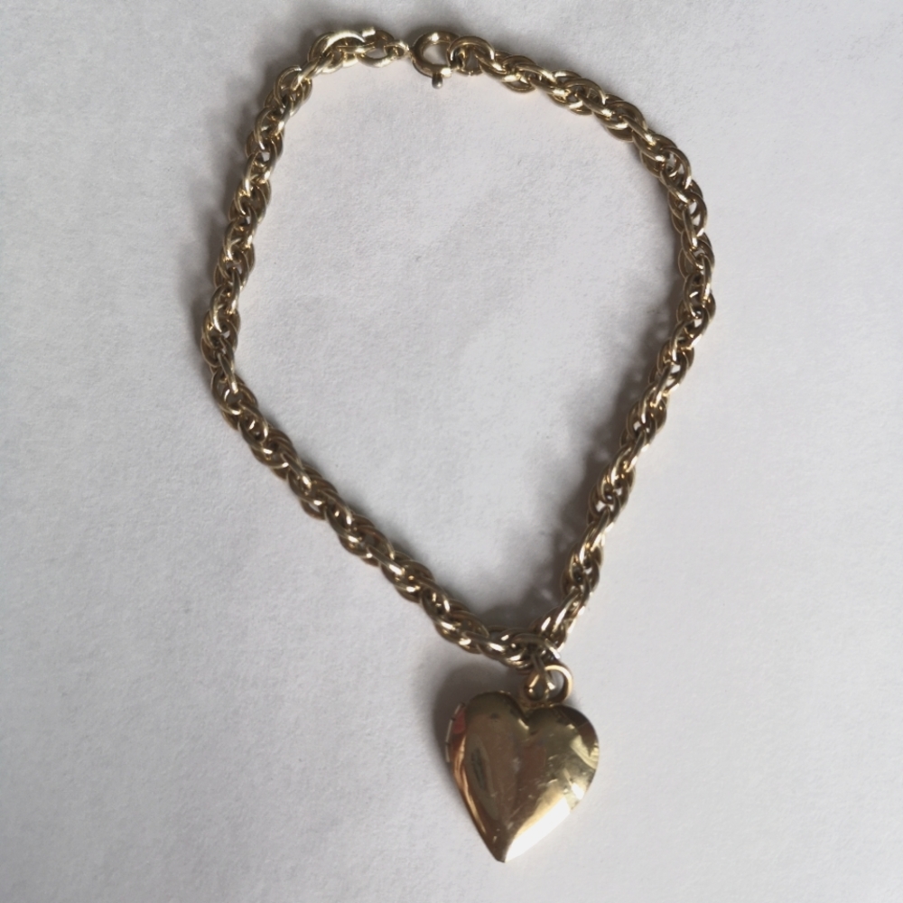 Gold Tone Heart Locket Bracelet